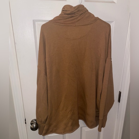 Aerie cowl neck sweatshirt in mustard. - Picture 4 of 6